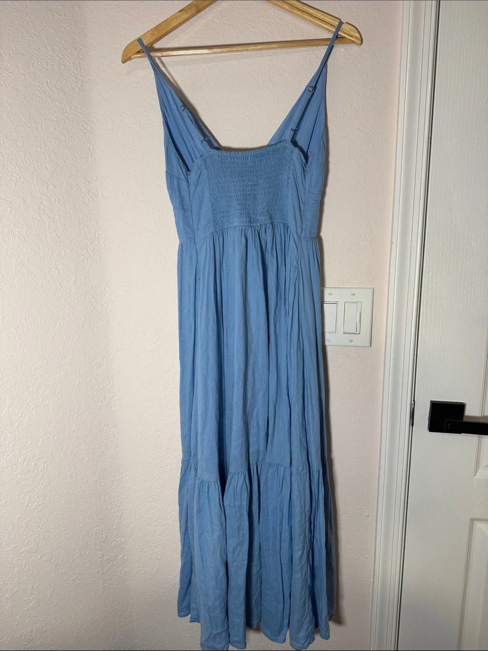 Abercrombie & Fitch Blue Linen Maxi Button-Front Sundress Size: SP